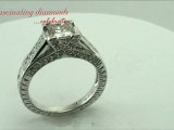 Princess Cut Diamond Engagement Ring Vintage Cathedral Style Pave Setting