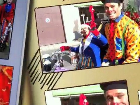 animation de rue parade de carnaval clowns sur vélos comique animation école festival