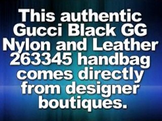 Gucci Handbags Black GG Nylon and Leather 263345