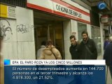 El número de parados en España roza ya los cinco millones según la EPA