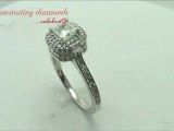 Princess Cut Halo Diamond Engagement Ring Vintage Style In Pave Setting