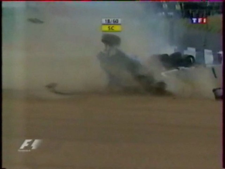 Formule 1 Grande-Bretagne 2004 Massive crash Trulli en français (TF1)