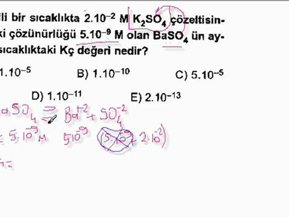 Çözünürlük Dengesi Ortak İyonlu soru çözümü 4