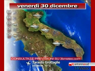 Previsioni del tempo, venerdì 30 dicembre
