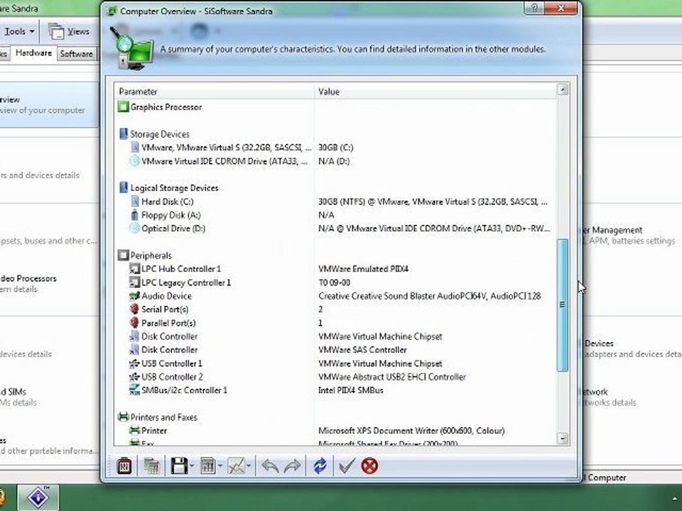 Sandra Lite - Software Video Preview
