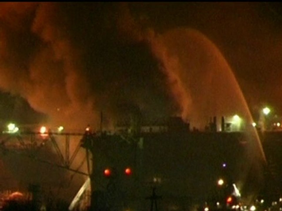 Nuclear submarine in flames