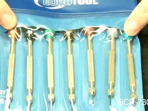 SCR-730.01 - Pocket Screwdriver Set, 5 Piece Set, 3/8 Inch Handle - Jewelry Tools Demo