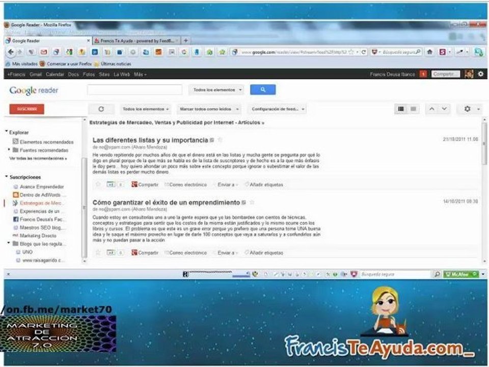 Conferencia P-5. Feed RSS, FeedBurner y Google Reader, FrancisTeAyuda.com