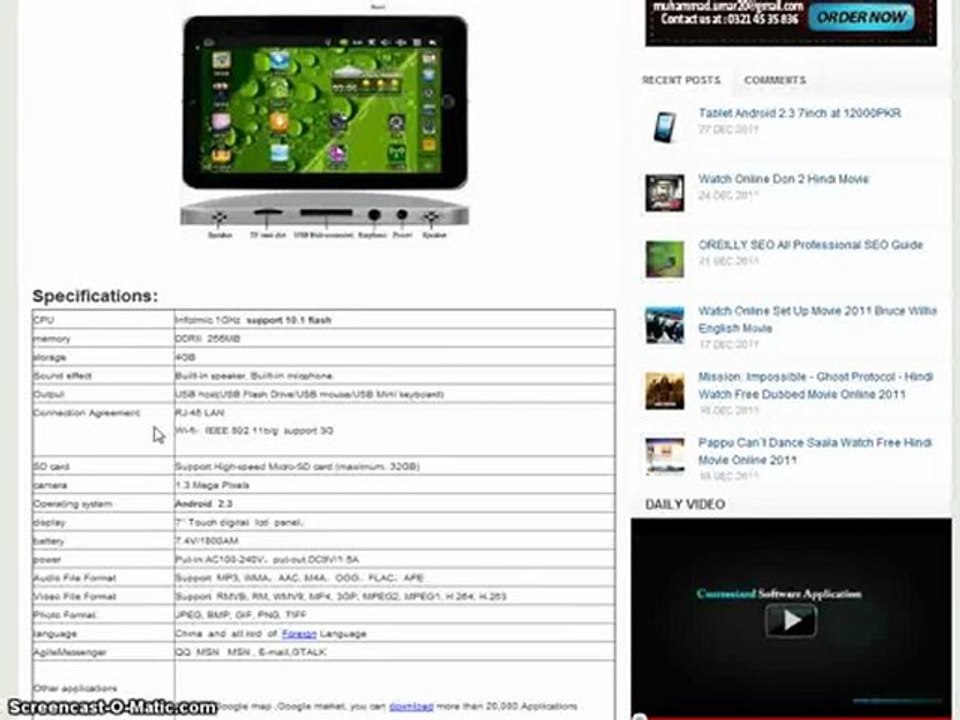 Tablet Android 2.3 Online Sell