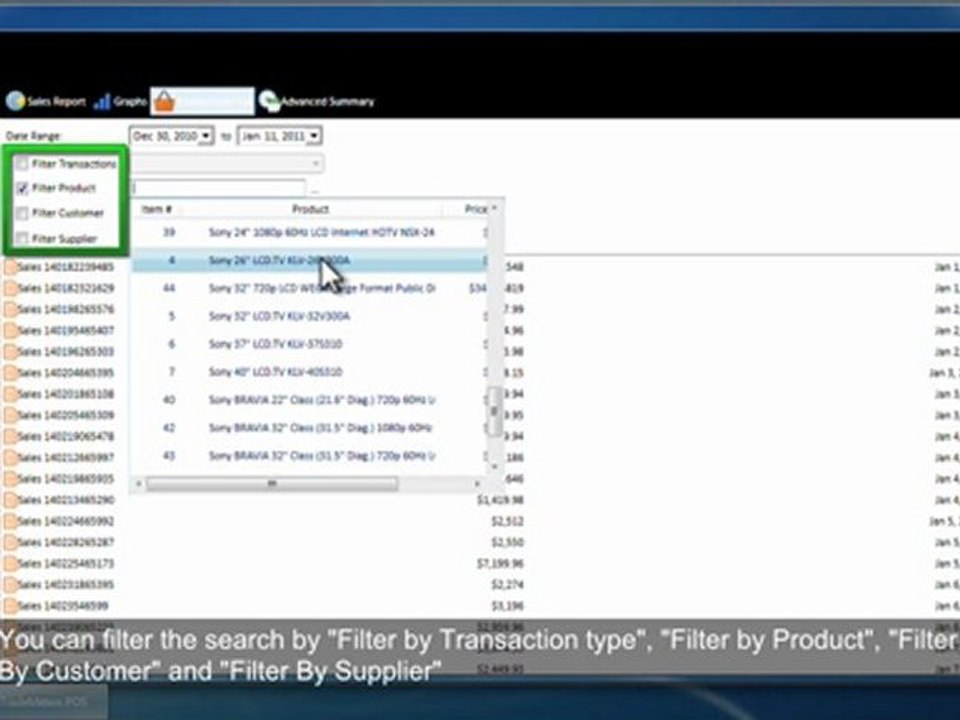 TradeMeters POS Reports Module-Transactions List