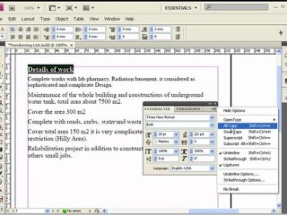 Learn InDesign CS4 تعليم ان ديزاين - تنسيق الكتابات