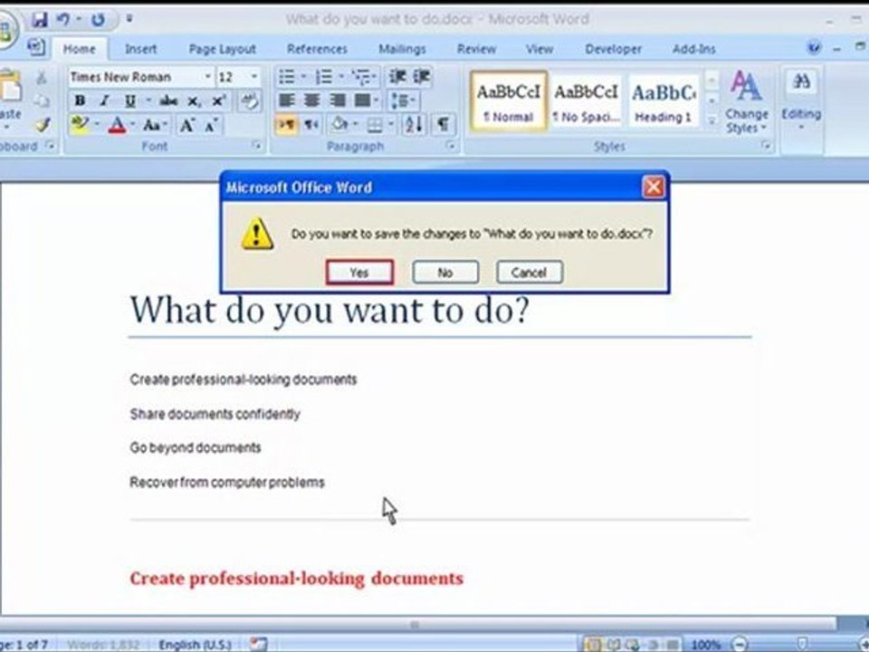 Learn Word 2007 - تعليم وورد - واجهة البرنامج