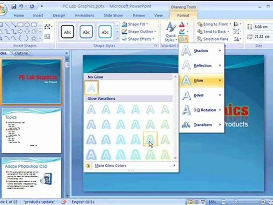 إضافة المؤثرات Effects على الكتابات - تعليم باور بوينت 2007 -