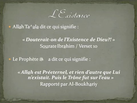 Croyance : Les Attributs de Allâh - L'Existence