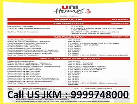 unitech unihomes 3 noida Call 9582890000.