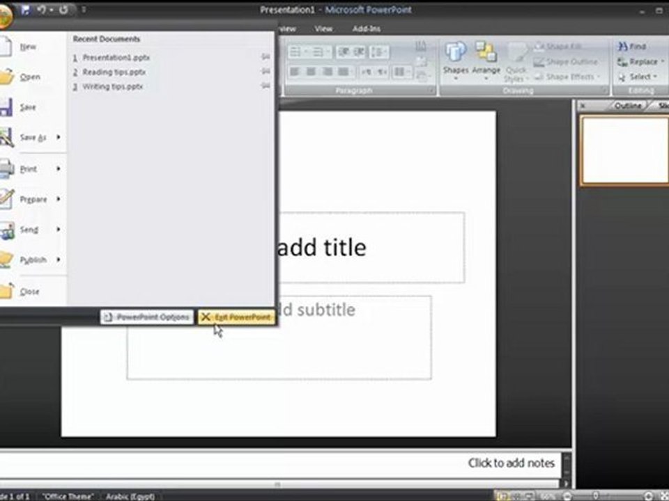 دليل تعليم الكمبيوتر - برنامج تعليم باوربوينت 2007 - Learn PowerPoint