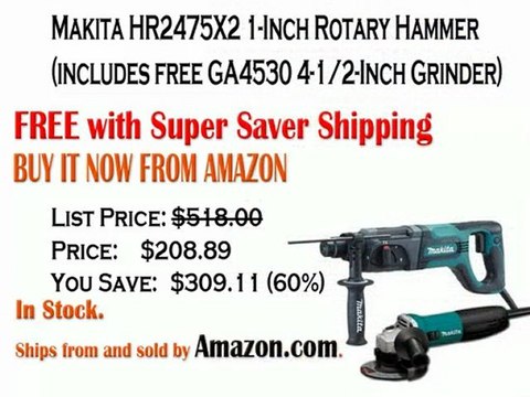 Makita HR2475X2 1-Inch Rotary Hammer (includes free GA4530 4-1/2-Inch Grinder)
