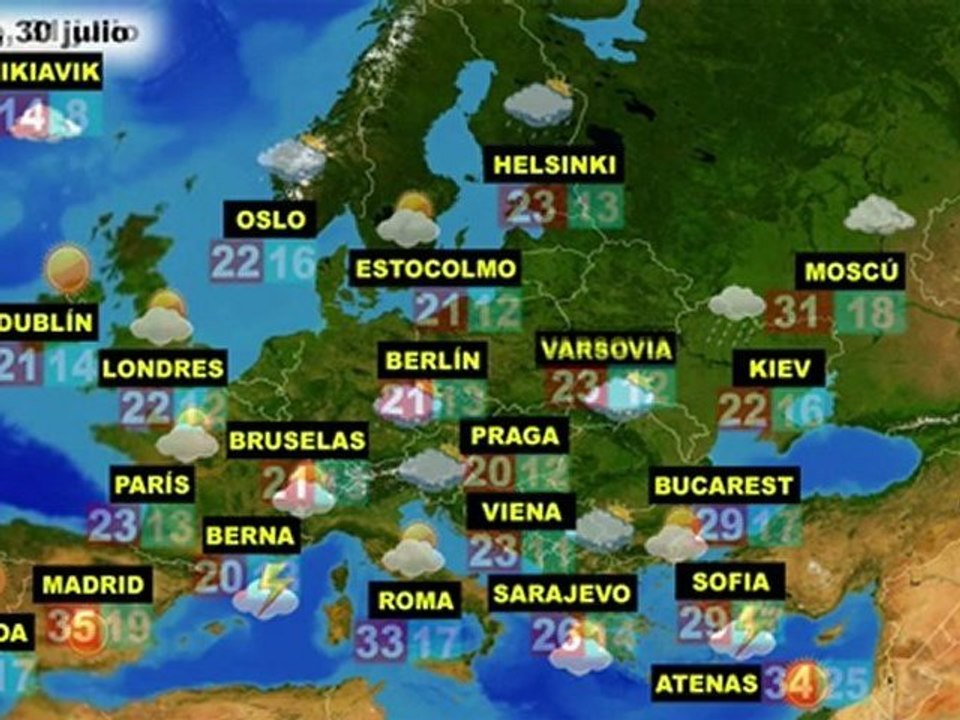 El tiempo en Europa, por países, previsión del sábado 30 y domingo 31 de julio