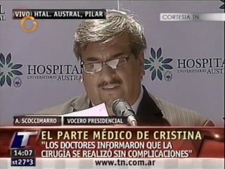Culmina con éxito y sin complicaciones operación de la presidenta argentina