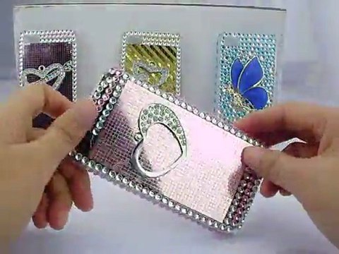 Love Heart Decorated iPhone 4S Rhinestone Case