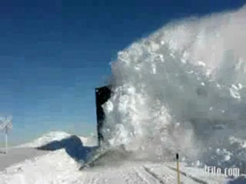 Train plows through snow in North Dakota