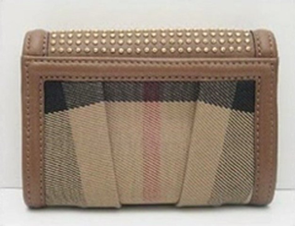 Burberry Check Mini Wallet with Leather Trim