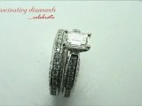 Emerald Cut Diamond Wedding Rings Set In Knife Edge Setting