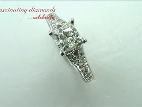 Princess Cut Diamond Engagement Ring With Milgrains In Pave Setting