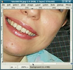 Smooth skin with healing brush in GIMP 2