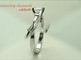Emerald Cut Three stone Diamond Engagement Ring With Baguette Diamonds In Bar Set
