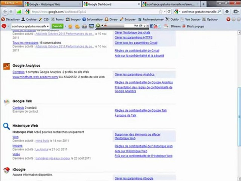 Tout ce que Google sait de nous (Vidéo 2/7) - Conférence Formation (Nov. 2011)