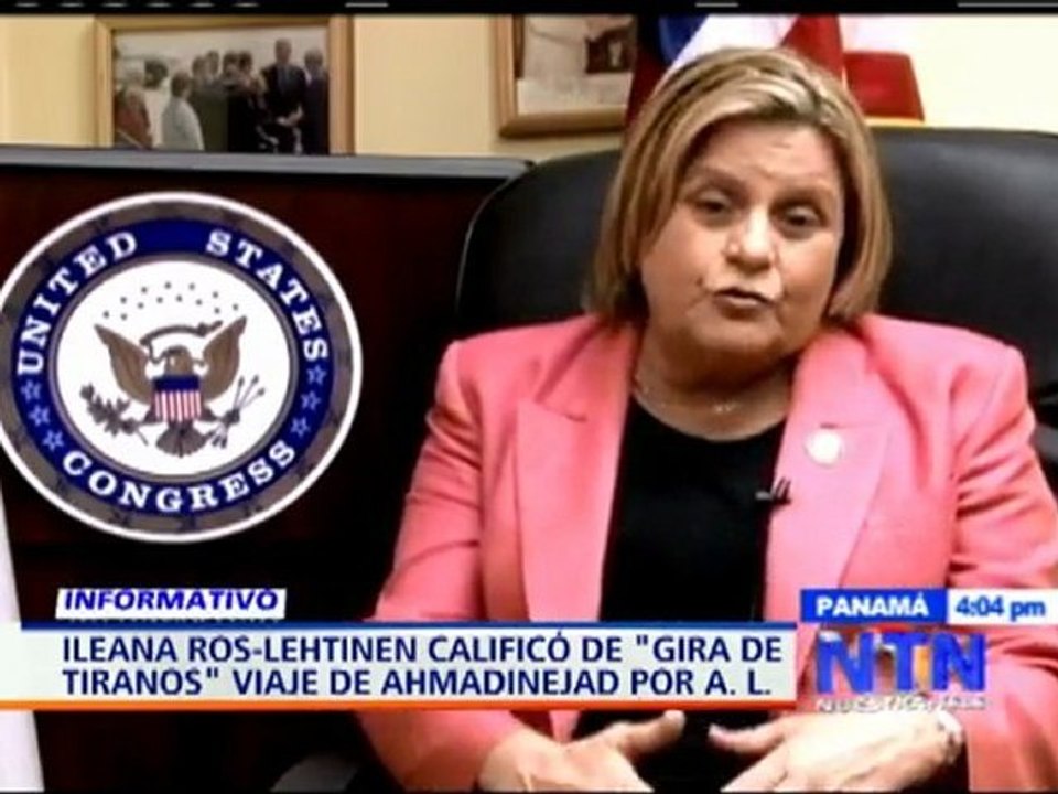 Congresista de EE.UU. Ileana Ris-Lehtnien asegura que visita de Ahmadinejad a América Latina es una “gira de tiranos”