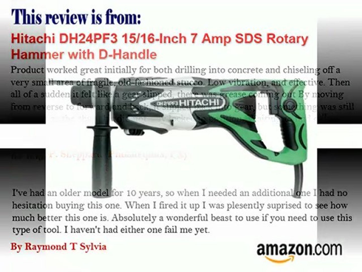 Hitachi DH24PF3 15/16-Inch 7 Amp SDS Rotary Hammer with D-Handle - video  Dailymotion