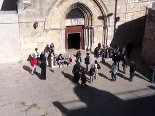 A group of Polish pilgrims on Mount of Olives in Jerusalem