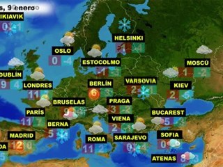 El tiempo en Europa, por países, previsión del lunes 9 y el martes 10 de enero