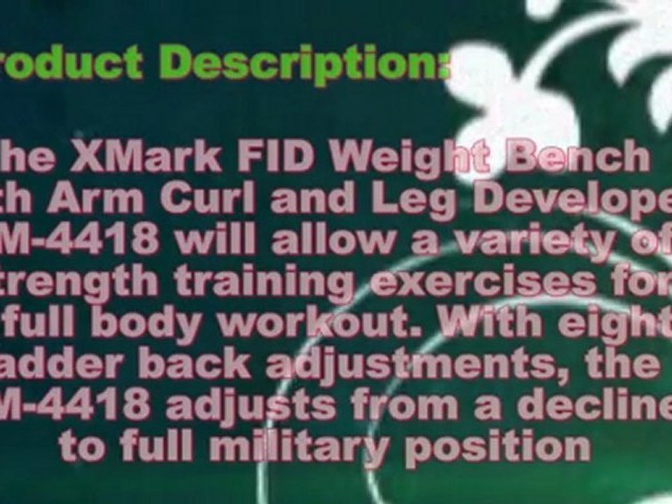 FID Weight Bench with Arm Curl and Leg Developer