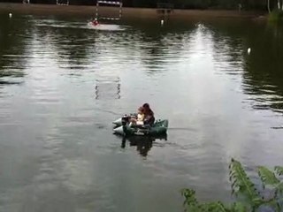 mon fils et moi en float tube a trémelin