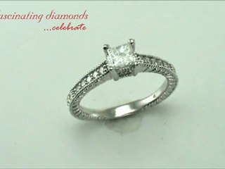 Princess Cut Diamond Engagement Ring Vintage Style Pave Set