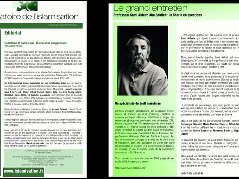 Le mensuel de l'Observatoire de l'islamisation- janvier 2012