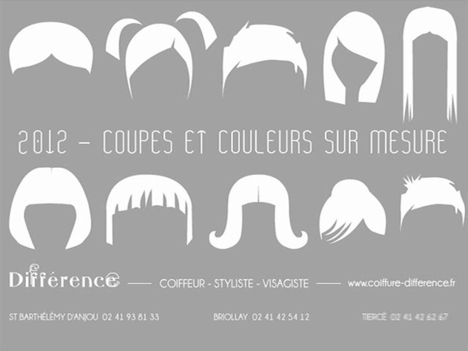 En 2012, marquez vos différences aux portes d' Angers : des coupes et des couleurs tendances sur mesure dans vos salons de coiffure Différence de Briollay de Tiercé et de St-Barthélémy d'Anjou