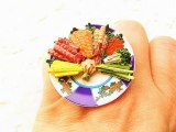 Yummy Food Miniature Rings and Earrings at Etsy Made By Canadian Woman