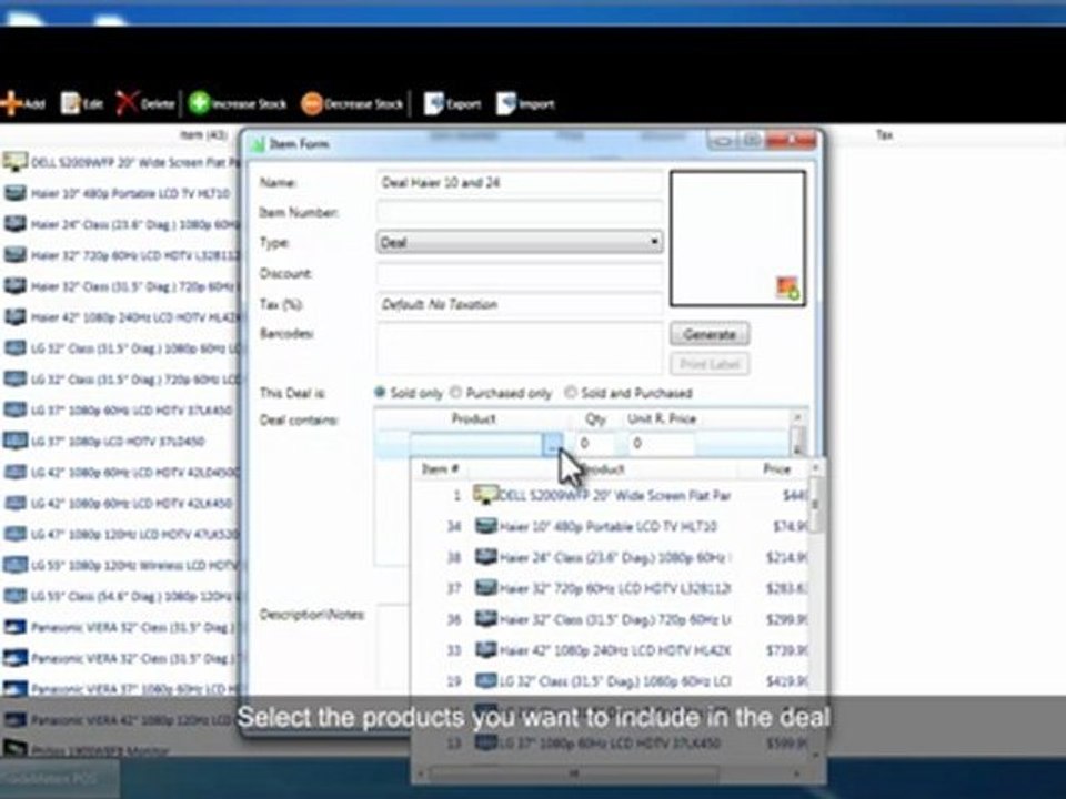 TradeMeters Point Of Sale Software Create Deals, Combos Or Group Items