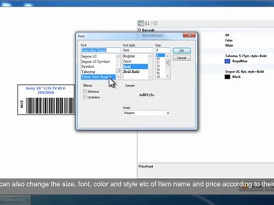 TradeMeters Point Of Sale Software Customizing and Printing Labels