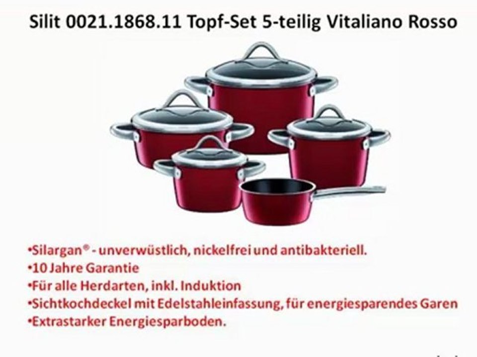 SILIT Vitaliano Rosso Kochtopf-Set 4tlg 21.0927.5909 red rot Kochtopf Set  Haus & Garten CO6592151