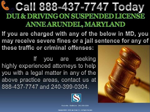 DUI & DRIVING ON SUSPENDED LICENSE ANNE ARUNDEL MARYLAND