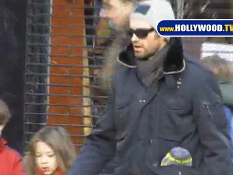 Hugh Jackman Walks Kids, Pooch in New York