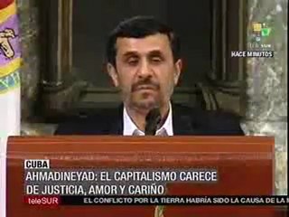 (Vídeo) TeleSURtv.net - Ahmadineyad  el capitalismo está en decadencia