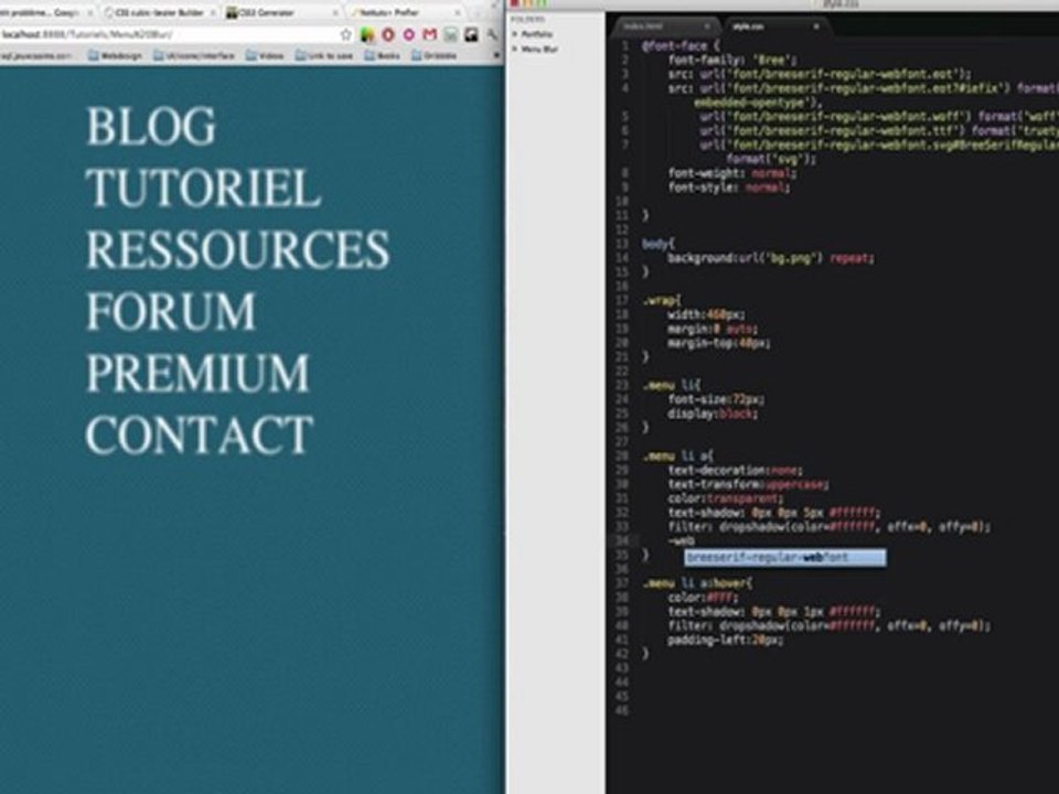 Tutoriel vidéo HTML-CSS : Menu Flou en CSS3