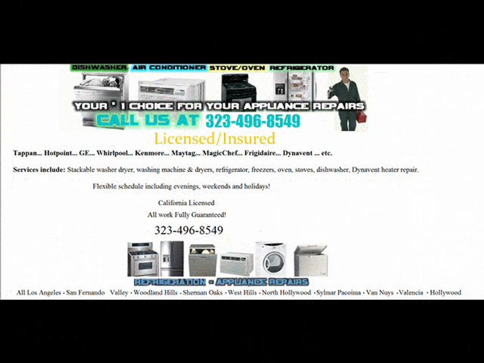 818-298-8165 Sherman Oaks Appliance Repair