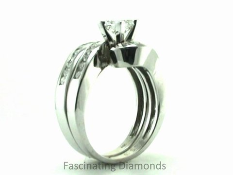FDENS594PR Princess Cut Diamond Channel Set Swirl Shaped Bridal Ring Set